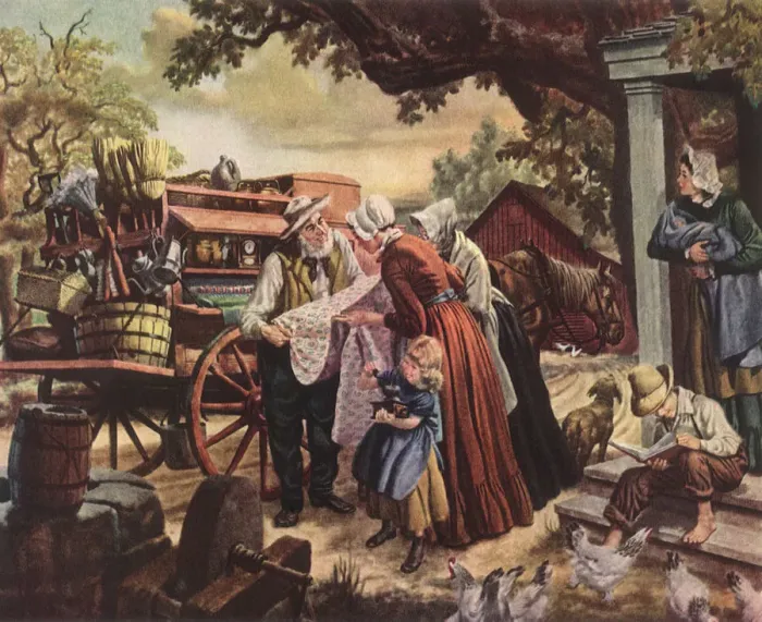 Framed Print : Door-to Door Salesman Date: 1948 Framed Print : Door-to Door Salesman Date: 1948