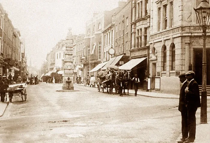 Framed Print : Dorchester Cornhill early 1900s Framed Print : Dorchester Cornhill early 1900s