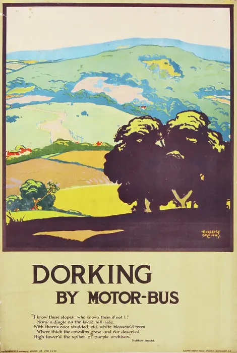 Framed Print : Dorking. A London general omnibus company poster for Hatfield, designed by F Gregory Brown Framed Print : Dorking. A London general omnibus company poster for Hatfield, designed by F Gregory Brown