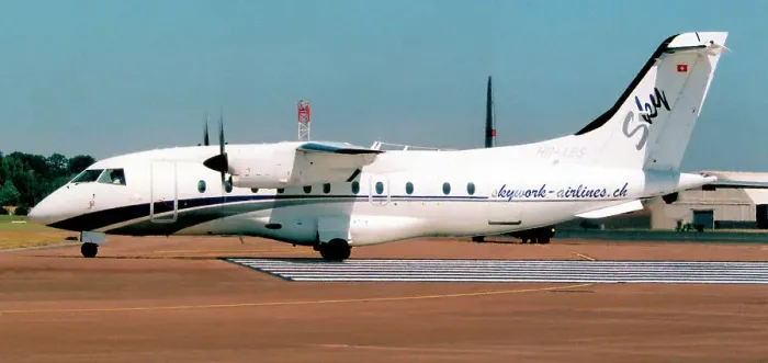 Framed Print : Dornier 328-110 HB-AES Framed Print : Dornier 328-110 HB-AES