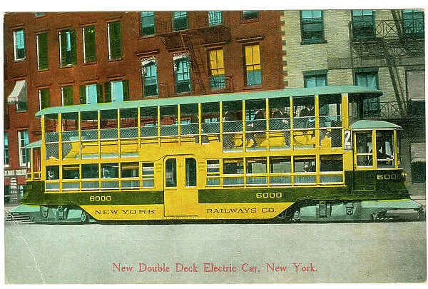Double decker New York electric trolley bus
