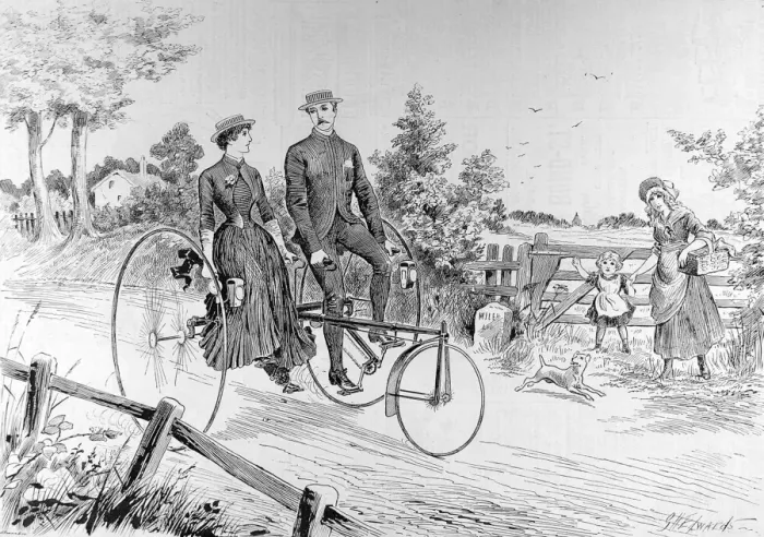 Framed Print : A Double-Seated Tricycle, 1885 Framed Print : A Double-Seated Tricycle, 1885