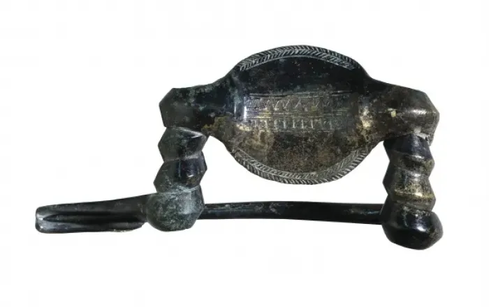 Framed Print : Double springed fibula. Iron Age. Decorative Framed Print : Double springed fibula. Iron Age. Decorative