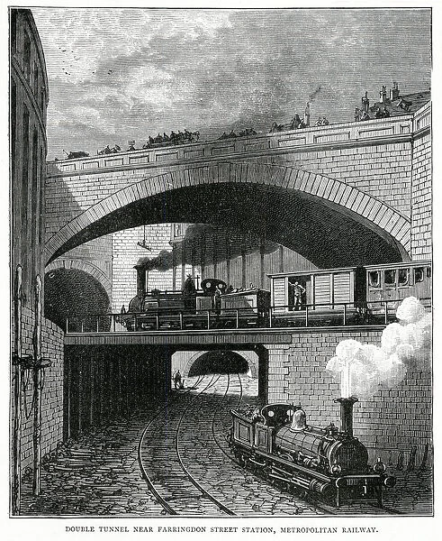 Double tunnel near Farringdon Street Station, London