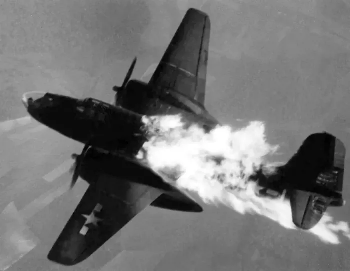 Framed Print : Douglas A-20J Havoc - Photographed moments after taking a fatal hit Framed Print : Douglas A-20J Havoc - Photographed moments after taking a fatal hit