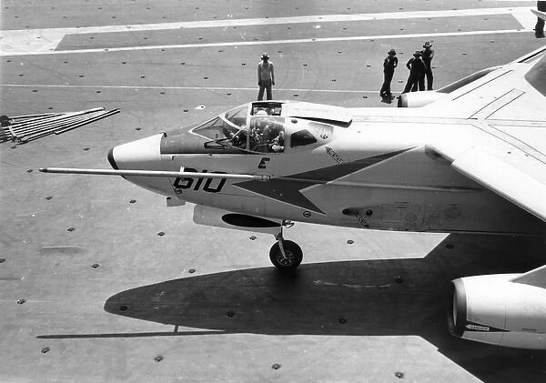 Douglas A3D Skywarrior manoeuvres aboard USS Independence
