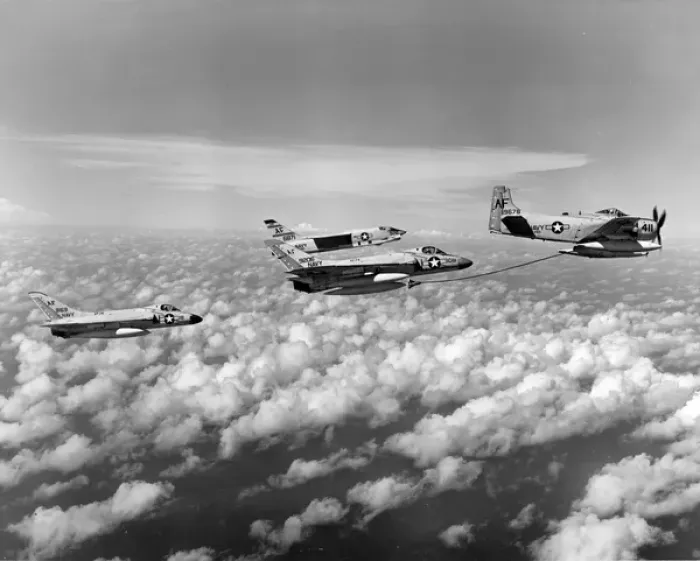 Framed Print : A Douglas AD-6 Skyraider 139678 of VA-65 refuelling Framed Print : A Douglas AD-6 Skyraider 139678 of VA-65 refuelling