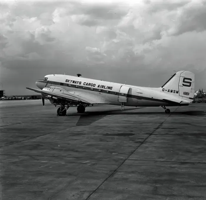 Framed Print : Douglas DC-3 G-AMSM Skyways Air Cargo Gatwick 1978 Framed Print : Douglas DC-3 G-AMSM Skyways Air Cargo Gatwick 1978