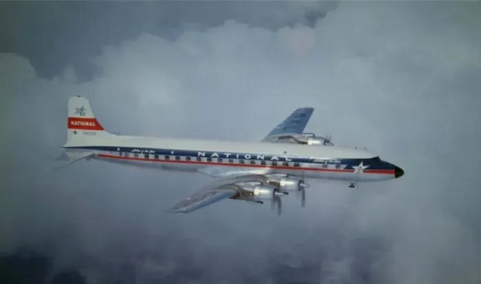 Framed Print : Douglas DC-7B of National (forward view) aloft