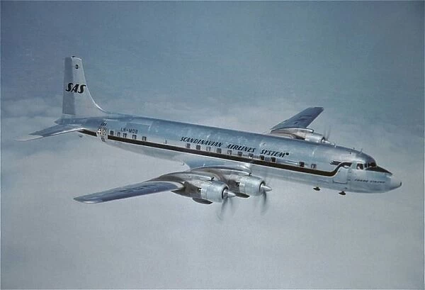 Douglas DC-7C of SAS -early livery (forward view) aloft