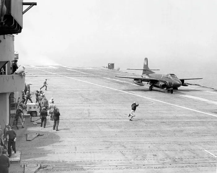 Framed Print : Douglas F3D-2 Skyknight on USS Antietam CVA-36 Framed Print : Douglas F3D-2 Skyknight on USS Antietam CVA-36
