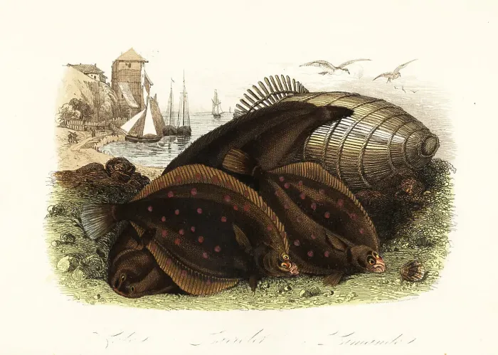 Framed Print : Dover sole, European plaice and common dab Framed Print : Dover sole, European plaice and common dab