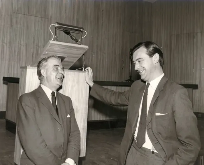 Framed Print : Dr Archie Ballantyne, RAeS Secretary, and Dr A. J. Barrett Framed Print : Dr Archie Ballantyne, RAeS Secretary, and Dr A. J. Barrett