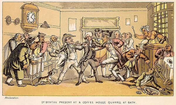 Dr Syntax present at a coffee house quarrel at Bath. Date: 1820