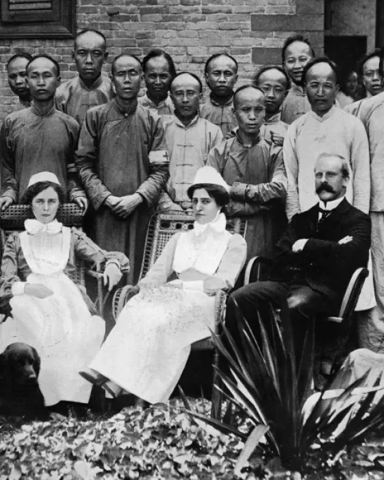 Framed Print : Dr. W. A. Thatchell pictured with blind Chinese boys, Chinese Revolution Framed Print : Dr. W. A. Thatchell pictured with blind Chinese boys, Chinese Revolution