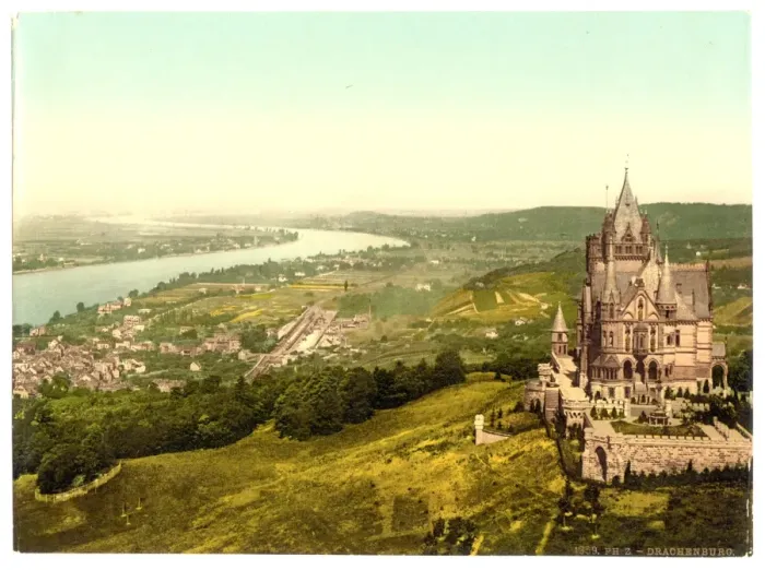 Framed Print : Drachenburg and Konigswinter, the Rhine, Germany Framed Print : Drachenburg and Konigswinter, the Rhine, Germany
