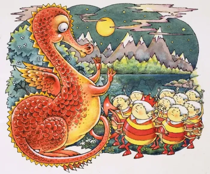 Framed Print : Dragon approached by alien creatures Framed Print : Dragon approached by alien creatures