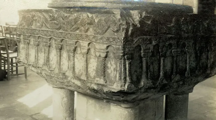 Framed Print : Dragons - Tournai font at All Saints Church, East Meon Framed Print : Dragons - Tournai font at All Saints Church, East Meon