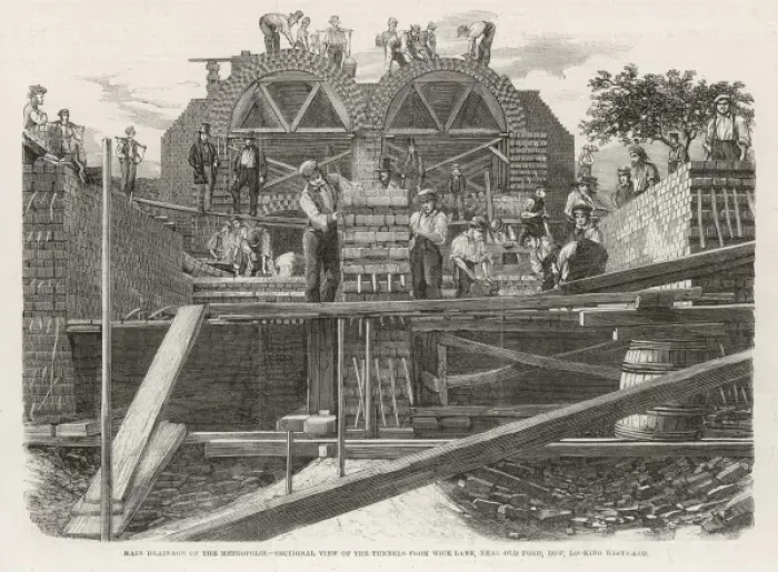 Framed Print : DRAINAGE. London Metropolitan Main Drainage : constructing tunnels in Wick Lane Framed Print : DRAINAGE. London Metropolitan Main Drainage : constructing tunnels in Wick Lane