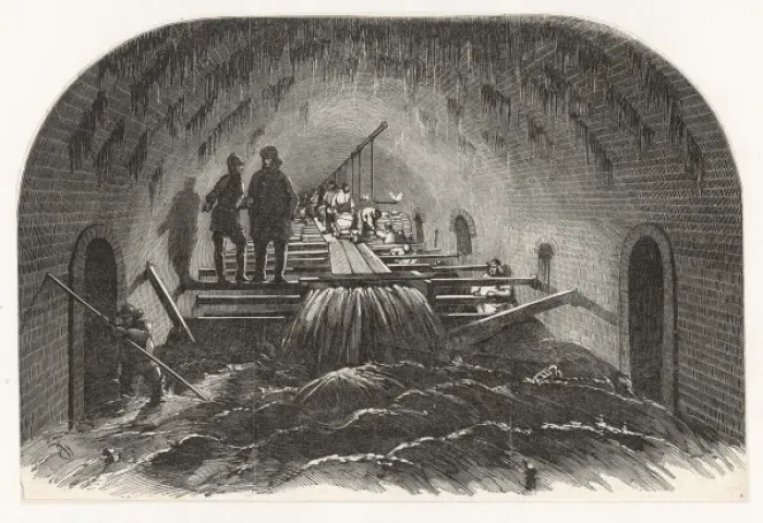 Framed Print : DRAINAGE. Londons sewers : repairing the Fleet Sewer beneath Fleet Street Framed Print : DRAINAGE. Londons sewers : repairing the Fleet Sewer beneath Fleet Street