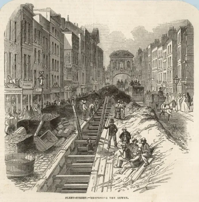 Framed Print : DRAINAGE. Londons sewers : deepening the Fleet Sewer beneath Fleet Street Framed Print : DRAINAGE. Londons sewers : deepening the Fleet Sewer beneath Fleet Street