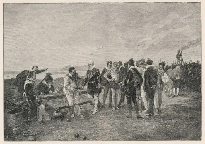 Framed Print : Drake Plays Bowls 1588 Framed Print : Drake Plays Bowls 1588
