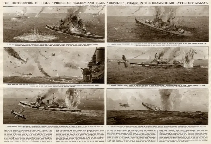 Framed Print : Dramatic air battle off Malaya by G. H. Davis Framed Print : Dramatic air battle off Malaya by G. H. Davis