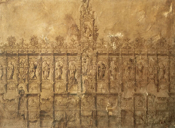 Drawing of choir stalls by Alberto Churriguera (1676-1740) o
