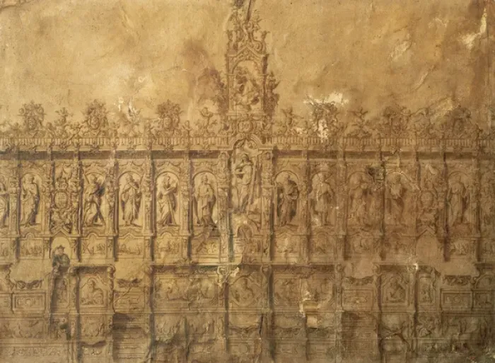 Framed Print : Drawing of choir stalls by Alberto Churriguera (1676-1740) o Framed Print : Drawing of choir stalls by Alberto Churriguera (1676-1740) o