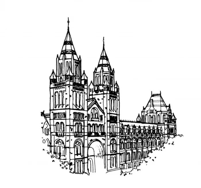 Framed Print : Drawing of the Cromwell Road facade of the Natural History M Framed Print : Drawing of the Cromwell Road facade of the Natural History M