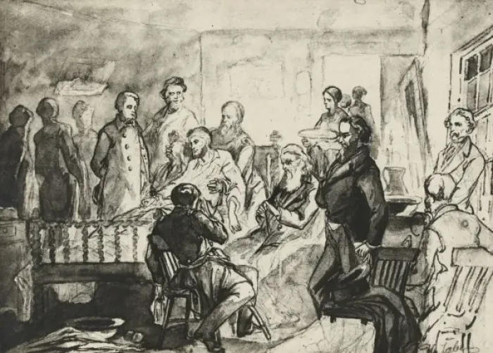 Framed Print : Drawing of the death bed scene of President Abraham Lincoln Framed Print : Drawing of the death bed scene of President Abraham Lincoln