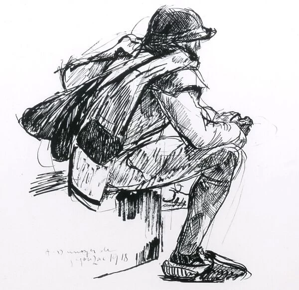 Drawing of a French soldier, WW1