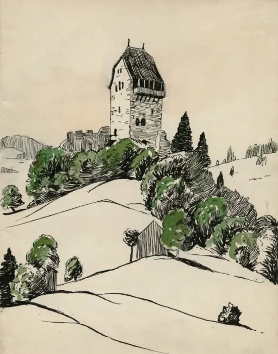 Framed Print : Drawing by Harold Auerbach, Iberg, Switzerland Framed Print : Drawing by Harold Auerbach, Iberg, Switzerland