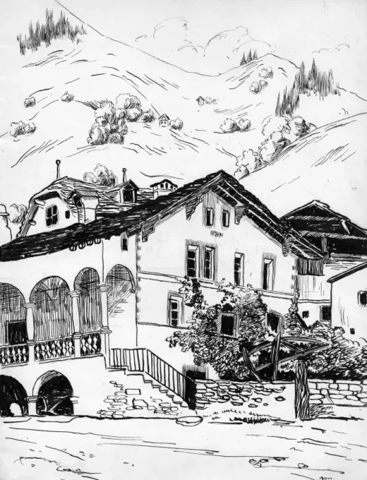 Framed Print : Drawing by Harold Auerbach, Raron, Switzerland Framed Print : Drawing by Harold Auerbach, Raron, Switzerland