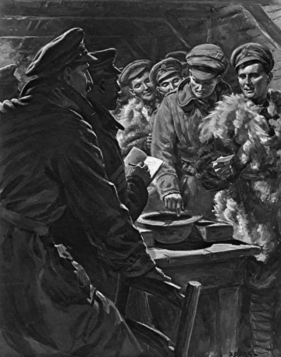 Framed Print : Drawing Lots for Christmas Leave, WW1 Framed Print : Drawing Lots for Christmas Leave, WW1