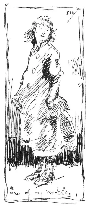 Framed Print : Drawing by Phil May of one of his models Framed Print : Drawing by Phil May of one of his models