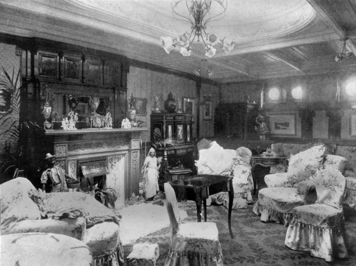 Framed Print : Drawing room on Thomas Liptons yacht, Erin Framed Print : Drawing room on Thomas Liptons yacht, Erin