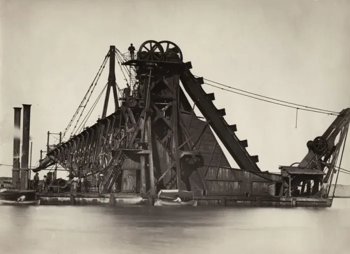 Framed Print : Dredging barge on the River Nile, Egypt, c. 1890 s Framed Print : Dredging barge on the River Nile, Egypt, c. 1890 s