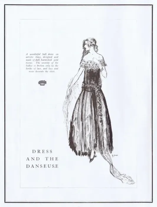 Framed Print : Dress and Danseuse - a sketch by Peres for a ball dress, 19 Framed Print : Dress and Danseuse - a sketch by Peres for a ball dress, 19