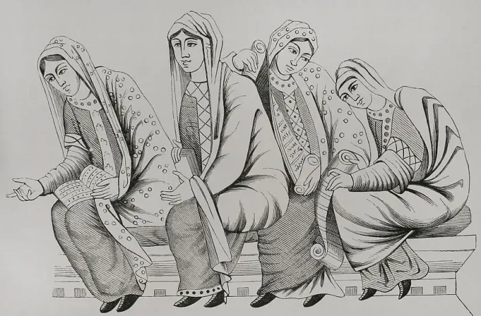 Framed Print : Dresses of noblewomen in the 11th century. Engraving Framed Print : Dresses of noblewomen in the 11th century. Engraving
