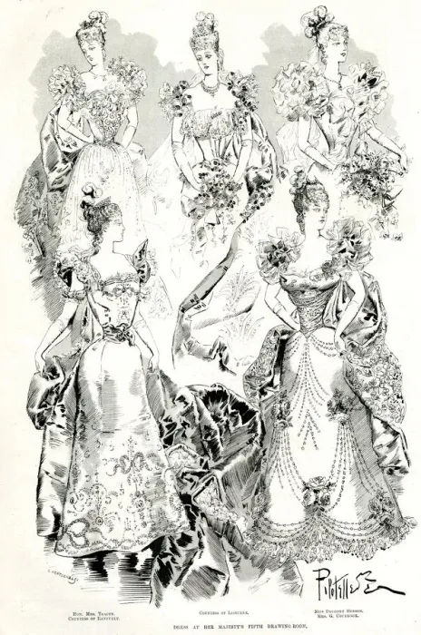 Framed Print : Dresses at Queen Victorias Fifth Drawing Room Framed Print : Dresses at Queen Victorias Fifth Drawing Room