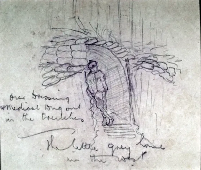 Framed Print : Our Dressing and Medical Dug-out in the trenches