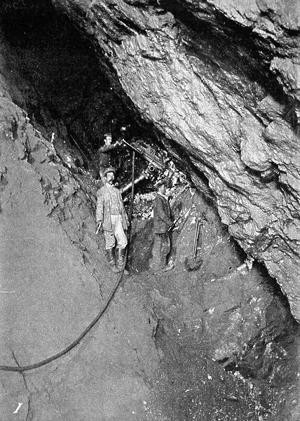 Drilling at Gwynfynydd Gold Mine, Wales, 1911