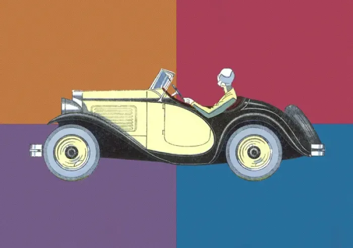 Framed Print : Driver in Vintage Sports Car