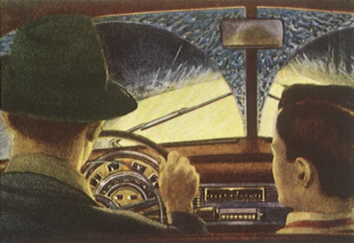 Framed Print : Driving in the Rain Date: 1950 Framed Print : Driving in the Rain Date: 1950