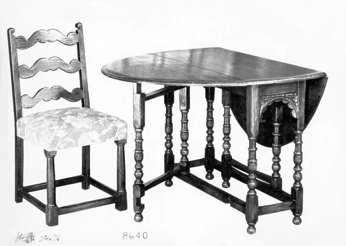 Framed Print : A drop-leaf table and chair Framed Print : A drop-leaf table and chair