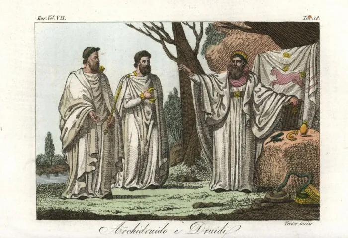 Framed Print : Druids and priest in sacred robes with paraphernalia Framed Print : Druids and priest in sacred robes with paraphernalia