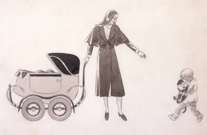 Framed Print : Dryden / Nanny & Pram / 142 Framed Print : Dryden / Nanny & Pram / 142