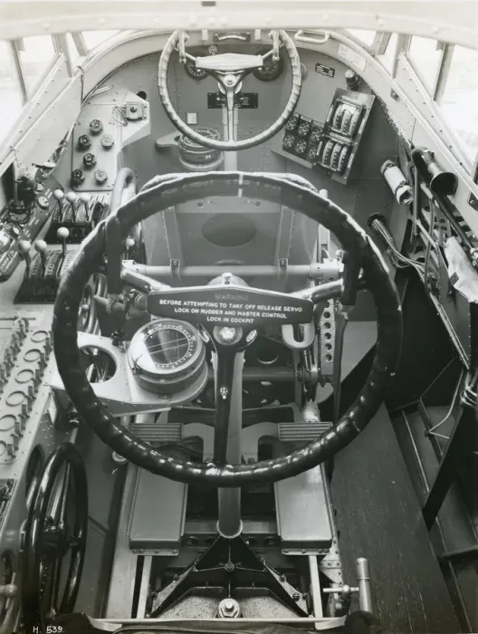 Framed Print : Dual-control cockpit of Short S14 Sarafand, S1589 Framed Print : Dual-control cockpit of Short S14 Sarafand, S1589