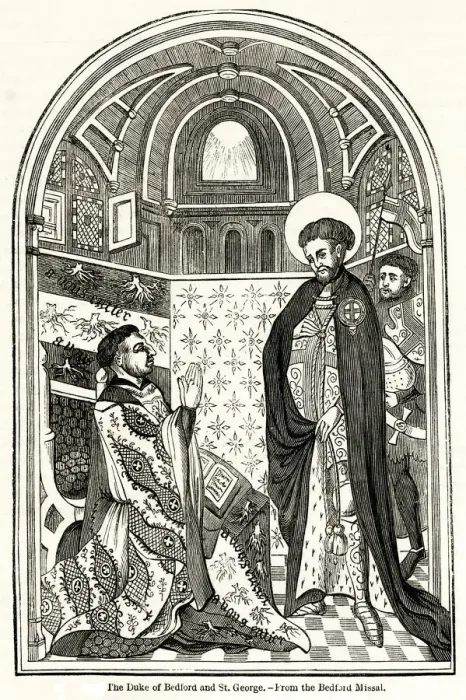 Framed Print : Duke of Bedford praying before St George Framed Print : Duke of Bedford praying before St George